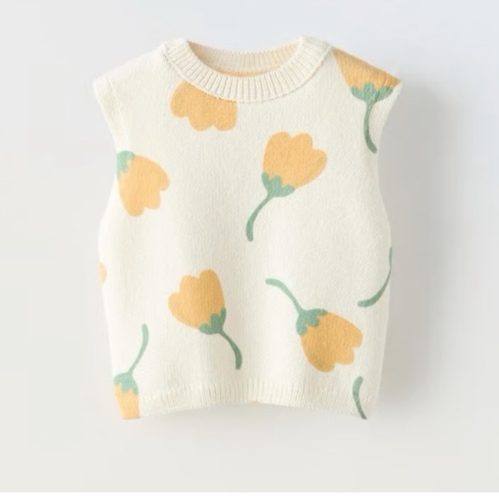 Zara Kids Floral Knit Vest